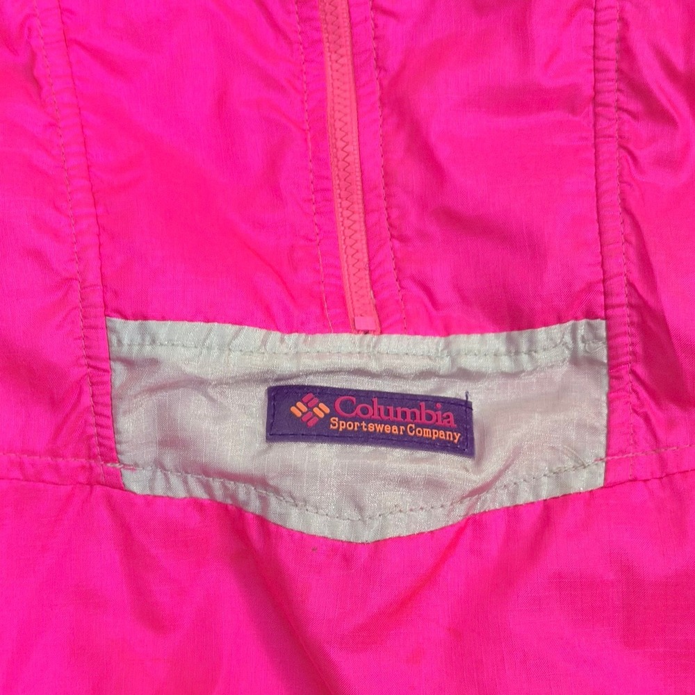 Vintage Columbia Windbreaker‎ Jacket Womens L Neon Pink Purple 90s Half Zip - Picture 2 of 8